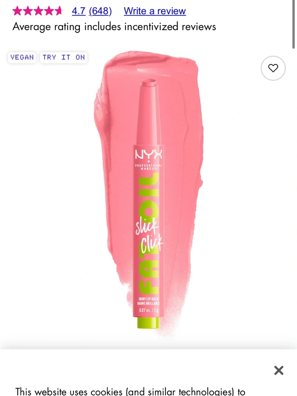 NYX Slick Click Shiny Lip Balm — Coral Pink clout 2 fat oil